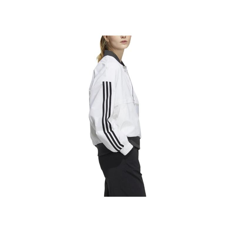 adidas Striped Colorblock Logo Print Zip-Up Casual Long Sleeve Jacket Women Jacket White H09760