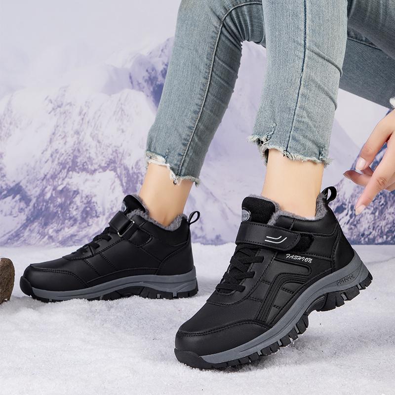 MCTIN Boots Women Waterproof Winter Leather Shoes Ankle Boots Male Snow Hiking Boots