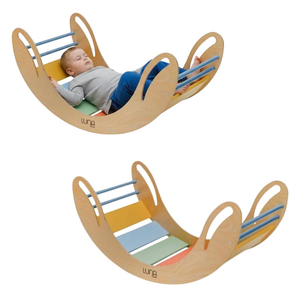 Smile Wooden Rocker In Blue And Colour