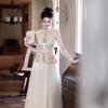 Champagne Engagement Evening Dress Dress Women 1011 New Neck Bridal Toast Dress Banquet High-end Light Luxury Host