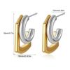 Mix Color C Shape Hoop Earrings Two-tone Design Huggie Earrings Double Layer Earrings  Gift Jewelry