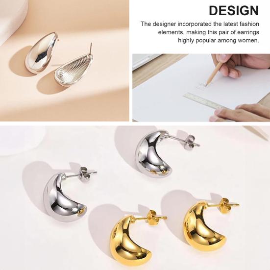 1 Pair Teardrop Earrings for Women, Small Water Drop Stud Earrings, Chunky Statement Jewelry for Wedding, Party, Prom, Daily