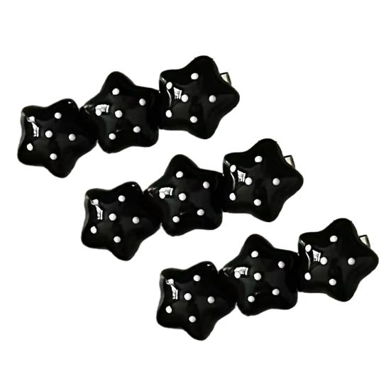 

3Pcs Girl Hairpins Dot Print Star Design Glossy Resin Hair Clips Stable Grip No Damage Side Bangs Hair Pins Hair Accessories чёрный