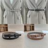 Buckle Solid Square Color Leather Thin Waist Belts Fashionable Gifts Casual