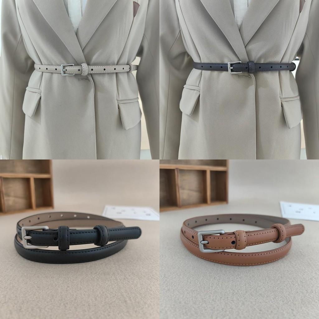 Buckle Solid Square Color Leather Thin Waist Belts Fashionable Gifts Casual