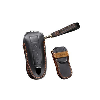 TECART Porsche Key Case, Compatible with Porsche 911, New Carrera, Cayenne, Panamera, and Cayenne, Handcrafted Black Leather Smart Key Case