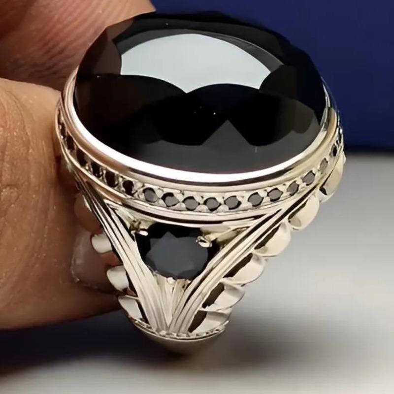 Charm Silver Color Inlaid with Black Stone Rings Dazzling  Party Engagement Wedding Rings for Women Jewelry