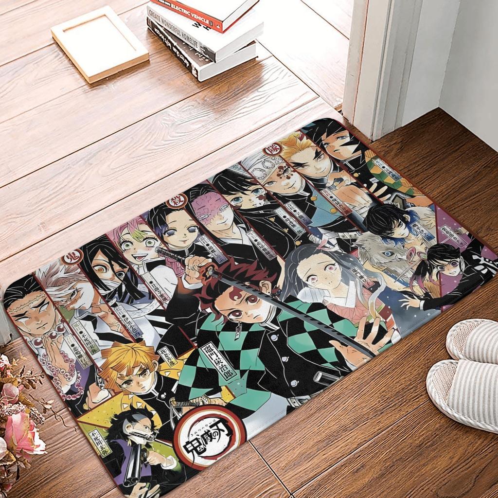 Demon Slayer Anime Doormat Anti-Slip Bath Kitchen Mat Garden Garage Door Floor Entrance Carpet Rug