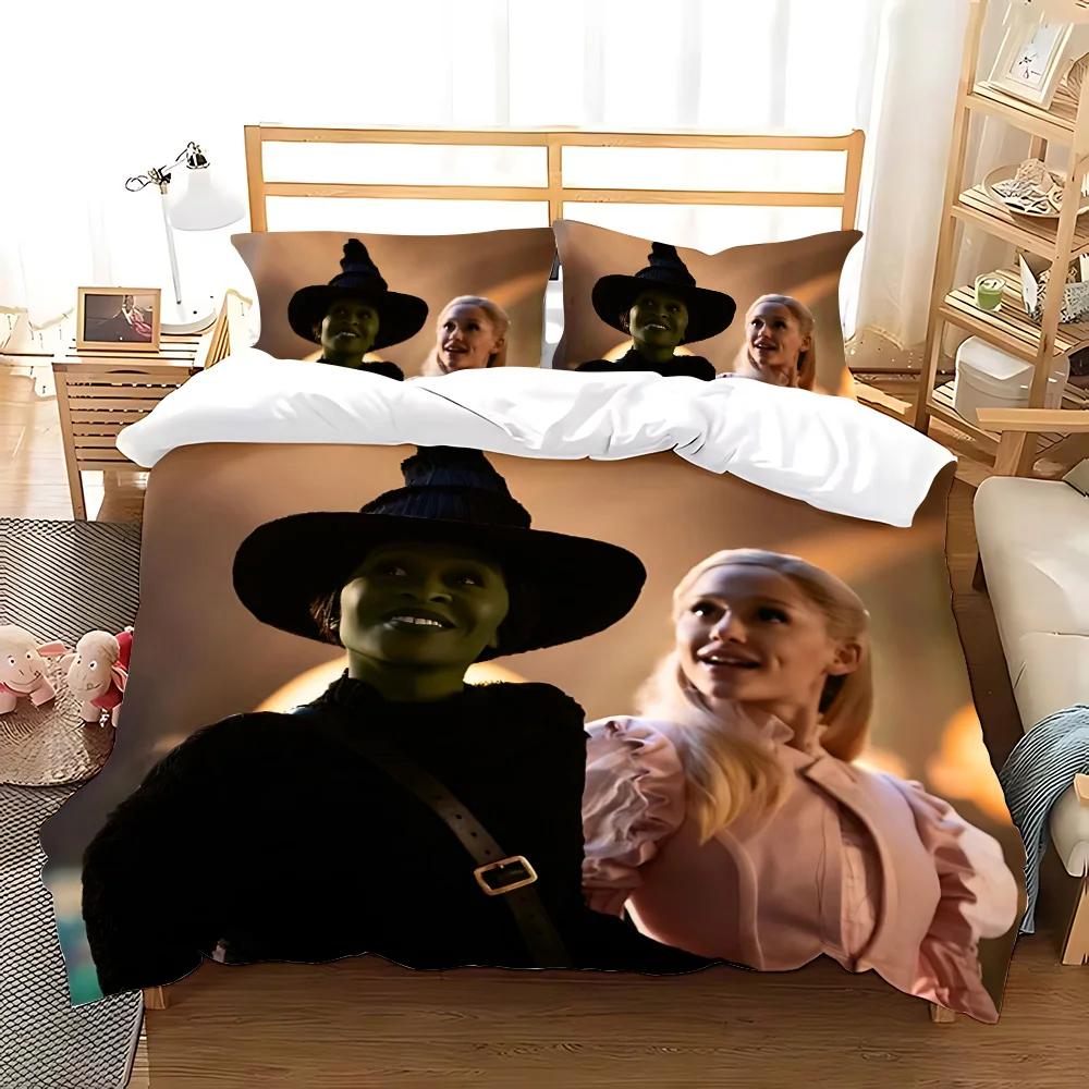 W-Wicked Movie Witch Zestaw Pościeli Zestaw Poszwy na Kołdrę Rozmiar King Queen Twin Double Zestaw Poszwy na Kołdrę Do Dekoracji Domu Z Poszewką na Poduszkę