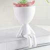 3D Printed Sitting Human Figure Succulents Planter, 2-in-1 Desktop Pot & Decor Ornament, Matte Finish One-Piece Craft, Compact Size for Small Green