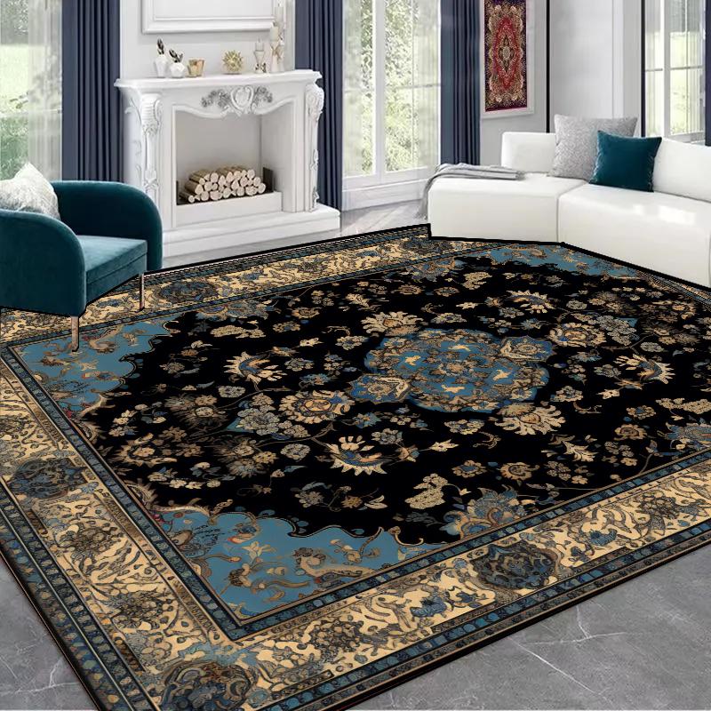 Persian Style Luxury Big Carpets for Living Room Decoration Bedroom Green Anti Slip Rugs Ins Plush Customizable Large Area Mats