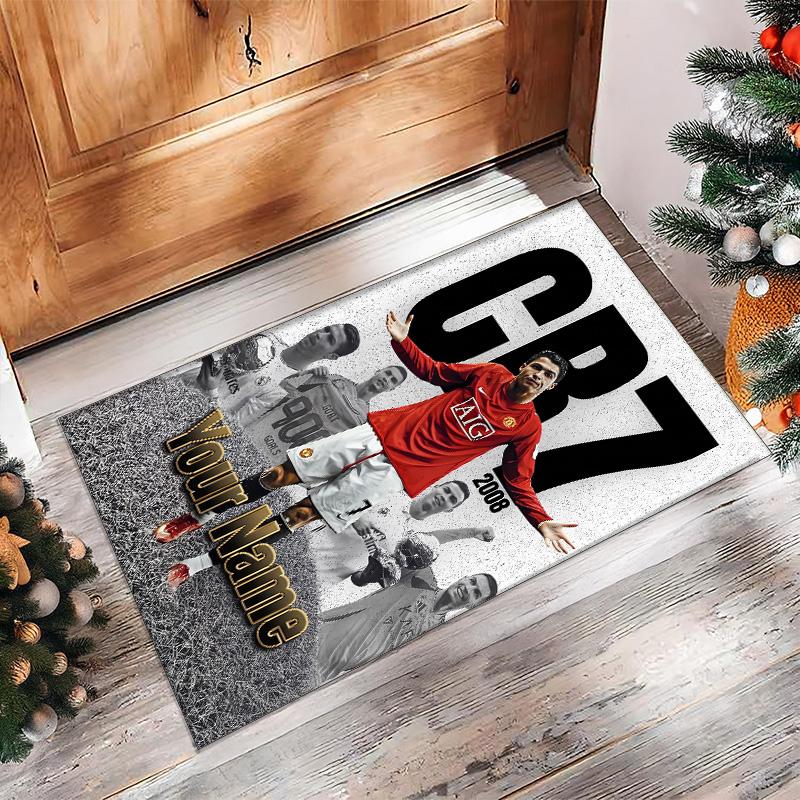 Cristiano Ronaldo Bedruckter Kristall-Samt-Teppich Rutschfester Kristall-Samt-Teppich für Sofa Schlafzimmer Innenbereich Heimdekoration