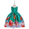 Christmas Children'S Dress Cartoon Printed Satin Cloth Performance Christmas Dance Performance Dress
