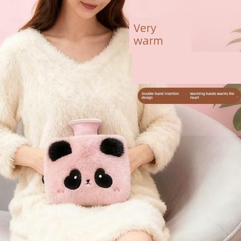 Hot Water Bottle with Water Filling, Plush Explosion-Proof Design for Girls, Warm Water Bag for Keeping Hands Warm, Hot Compress for the Stomach, Can