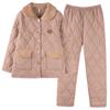 Pajamas Women'S Winter Three-Layer Thickened Fleece Woven Cotton Jacket Autumn And Winter Coral Fleece Warm Loungewear