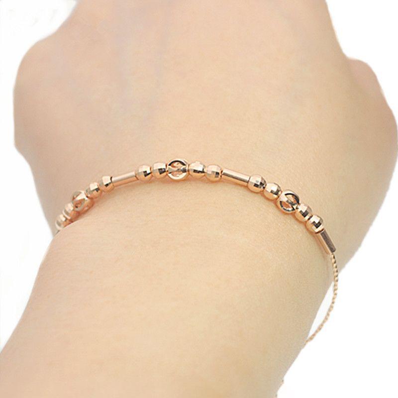 Purple Gold Transfer Bead Bracelet Light Luxury Fashion Rose Gold Plated Laser Bead Bracelet Women