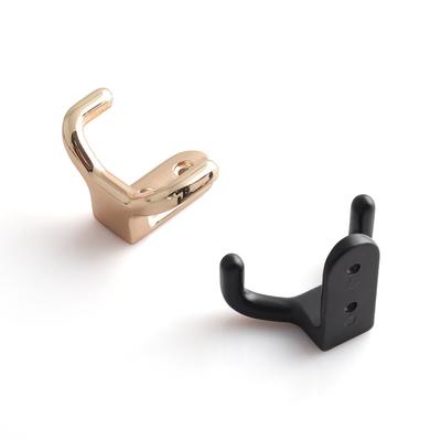 Oukali Zinc Alloy Bathroom Towel Coat Hat Hook K Gold Black Wall Mounted Double Prong Robe Hooks