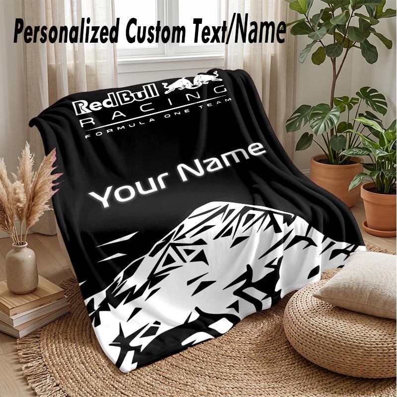 Red Bull Racing Individuelle Flanell-Kuscheldecke Drucken Sie Ihren Namen Text Weiche Warme Decke Weihnachtsgeschenk