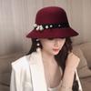 New hat women's fashion British woolen cornice hat woolen hat spring and autumn basin hat bucket hat retro top hat