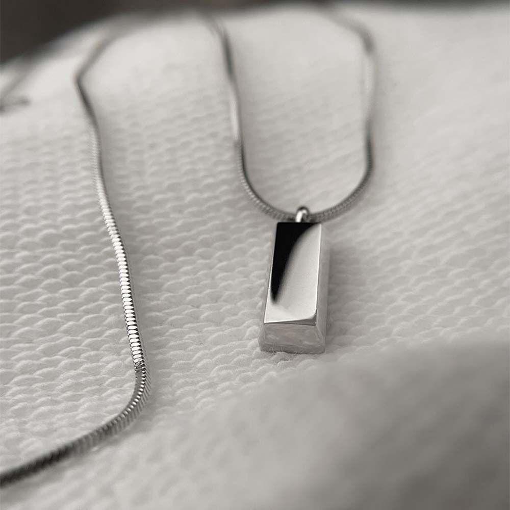 Women Silver Color Bricks Men Necklace Clavicle Chain Geometric Necklace Korean Style Necklace