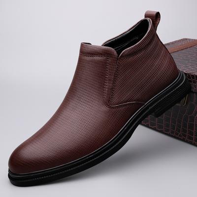 Hochwertige Herren Chelsea Boots aus echtem Leder Luxusmarke Herren Business Stiefel Warmes Plüschfell Botas Winter Formell Hohe Schuhe
