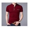 Mens Stand Collar Short Sleeve Slim Fit Big Size Solid Casual T Shirt