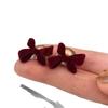 Stylish Red Flocked Bow Pearl Stud Earrings: Wearable Both Sides, Enhancing Fairness and Elegance, Perfect New Year Accessory