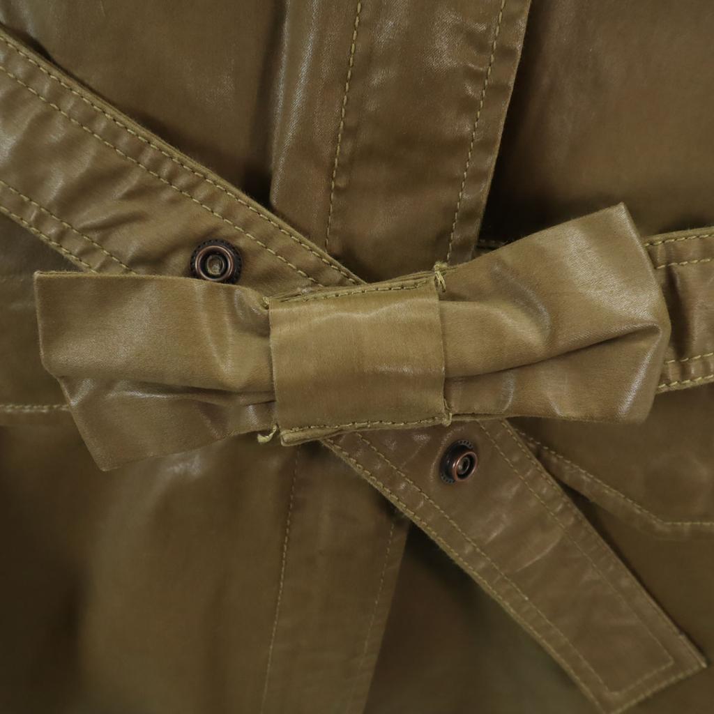 Diesel Faux Leather Coat XS Khaki Women Used