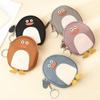 Women's Genuine Leather Mini Coin Purse with Key Ring - Motorcycle Style and Top Cowhide Zipper Wallet