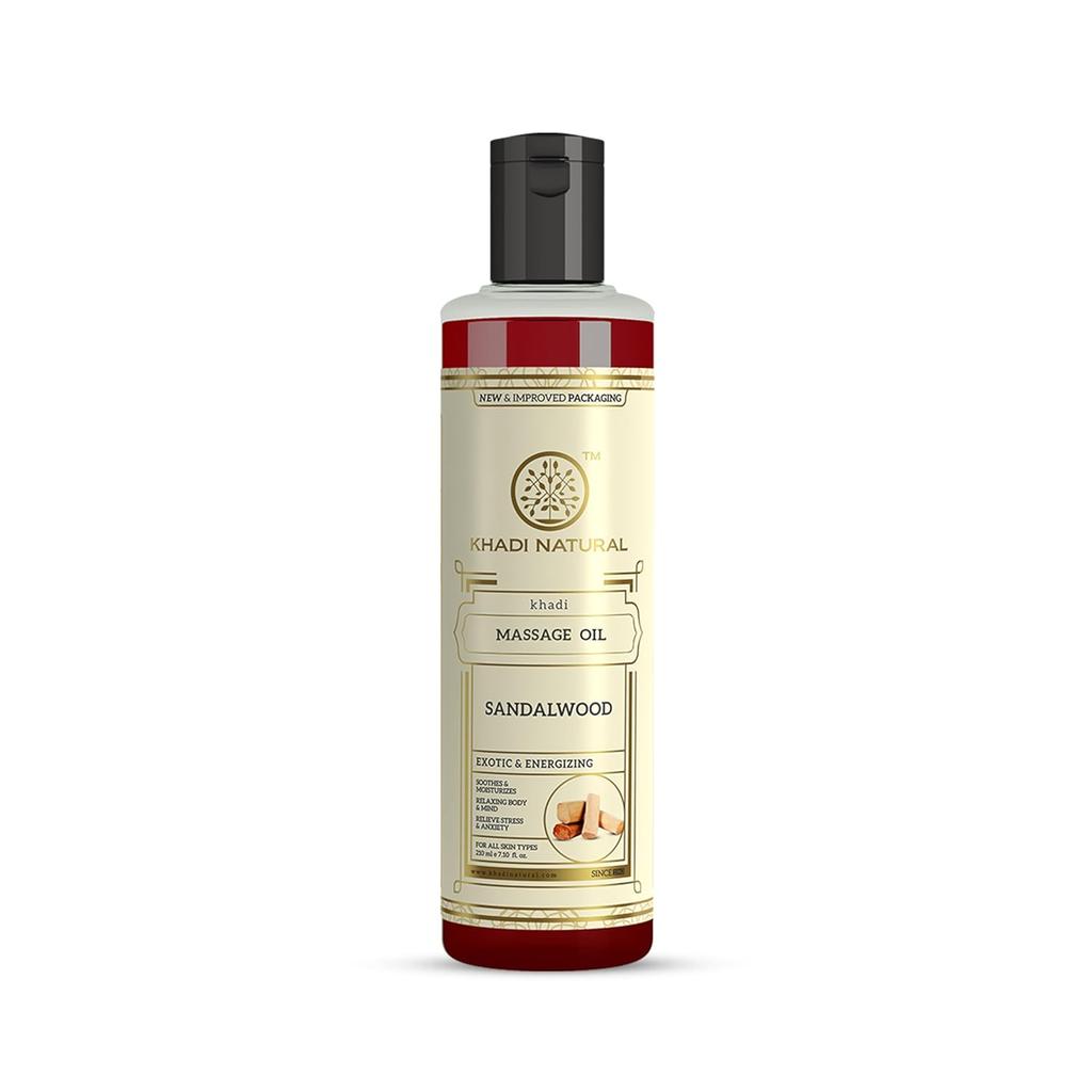 Khadi Natural Sandalwood Massage Oil 210 Ml Relaxing Body Massage Oil For Soft Skin And Aromatherapy Wellness Routine