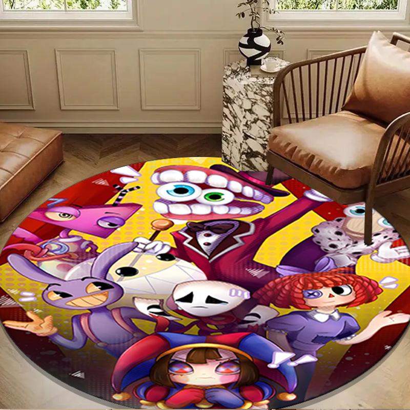 Amazing Digital Circus Round Rug for Livingroom,Bedroom, Palyroom, Chair Rug, Area rug, Circle Carpet, Large Size Decor Fan Christmas gift