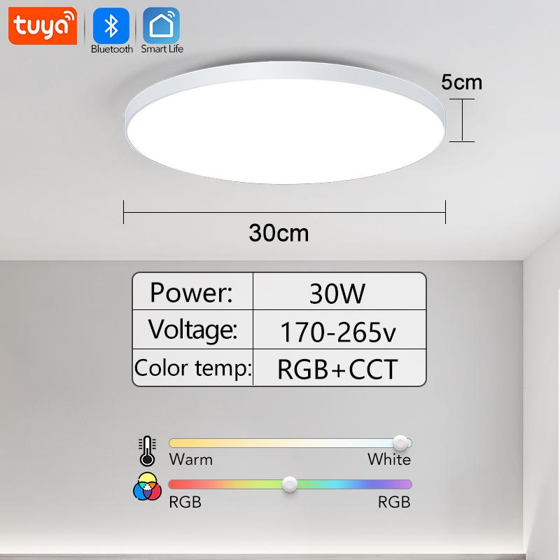 MARPOU Smart Bluetooth LED Round Ceiling Light RGBCW Tuya APP Dimmable with Music Speaker Home Bedroom Living Room Ambient Light
