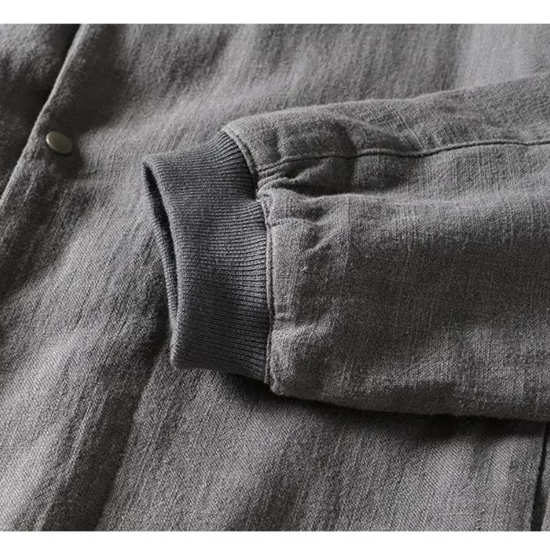 Herbst- und Winterwarmer Herrenmantel Täglich Lässige Fleecejacken für Herren Umlegekragen Baumwolle Leinen Knopf Verdicken Lockerer Mantel