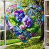 Colorful Gilly flower Heart-Shaped Suncatcher - Stained Glass-Style Glass Effect with Vibrant Floral Design, Perfect for Home & Garden Decor, Ideal fo