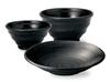 [Made In Japan] Bom Dia Mino Ware 3-Piece Dinnerware Set: Rice Bowl, Rice Bowl, and Deep Plate (Obsidian)
