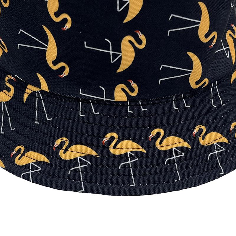 Flamingo Print Double-Sided Bucket Hat Men'S And Women'S Fashion Versatile Spring And Summer Sunshade Hat