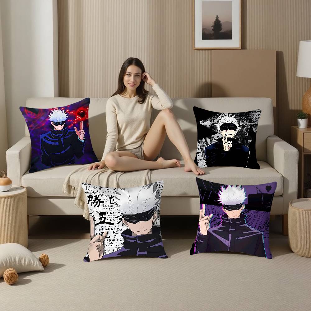 J-Jujutsu Kaisen G-Gojo Satoru Pillow Case Plush Fabric Soft Double Sided Print Sofa Cushion Cover Throw Pillow Covers