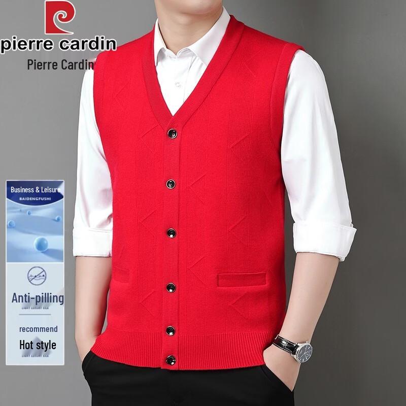 Pierre Cardin Vestă Cardigan Tricotată fără Mâneci cu Gât în V pentru Bărbați