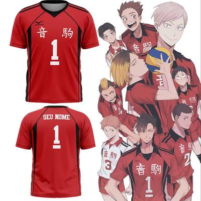 Venda Quente Anime Japonês Haikyuu Camiseta Nekoma High School Kuroo Tetsurou Kozume Kenma Esportes de Rua Camiseta Oversized Masculina e Feminina