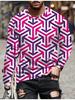 Stylish Geometric Pattern Long Sleeve T-Shirt, Casual Versatile Men's Top