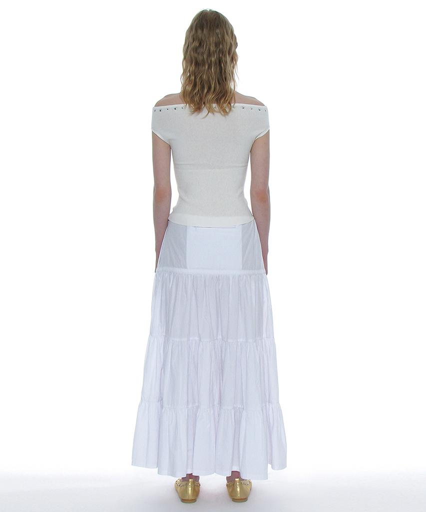 PARTIMENTO WOMEN Studded Off-Shoulder Knit Top_Ivory