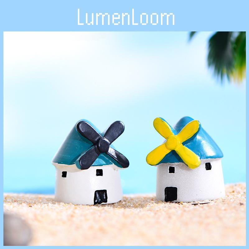 Charming Black Windmill Castle Resin Figurine Adorable Miniature Decor For Succulents