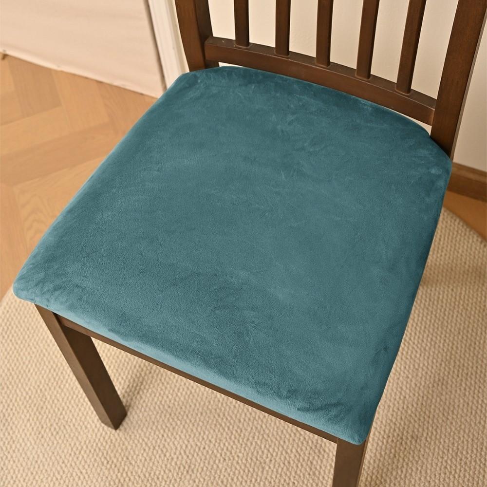 Velvet Dining Chair Cover Soft Anti-slip Chair Cushion Cover Solid Color Dust-proof Chairs Protector Slipcover синий 1500₽