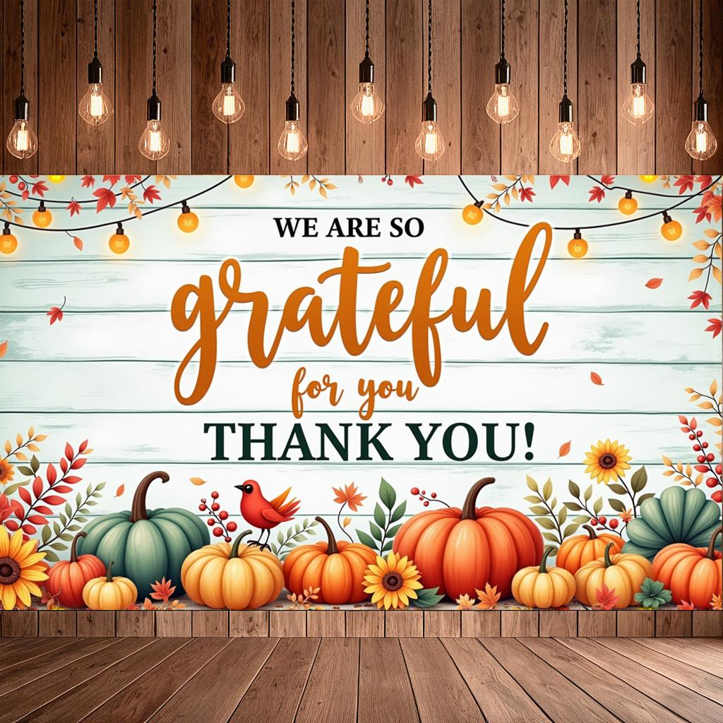 Colorful Pumpkins Harvest Festival Banner Thanksgiving Banner Seasonal Decor for Holiday Party Autumn Festival Indoor Decoration