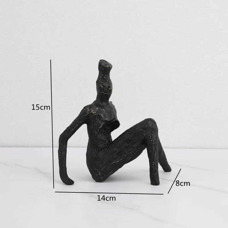 Creative Metal Abstract Human Sculpture Black Person Bedroom Study Ornament Living Room Decoration Art Home Decor Accessories