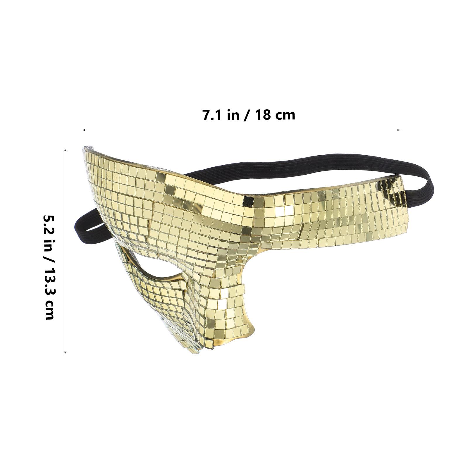 

Disco Mirror Half Face Mask Reflective Glitter Festival Party Masquerade Halloween Dance Costume Music Celebration Silver золотистый