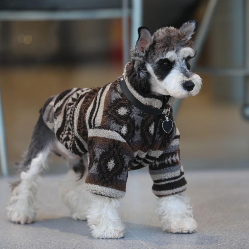 Pet Dog Warm Thick Fleece Lined Zipper Hoodie Sweater Schnauzer Teddy Winter Coat