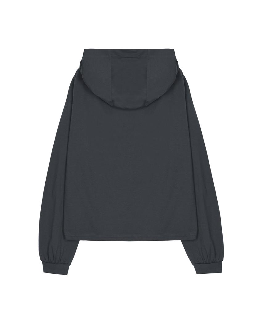 Nigaennikol Draped Hood Off Shoulder Top_Charcoal
