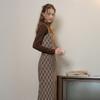 Peulaudeumali Pm_Prismatic Knit Three-Piece Top And Skirt Set_Brown