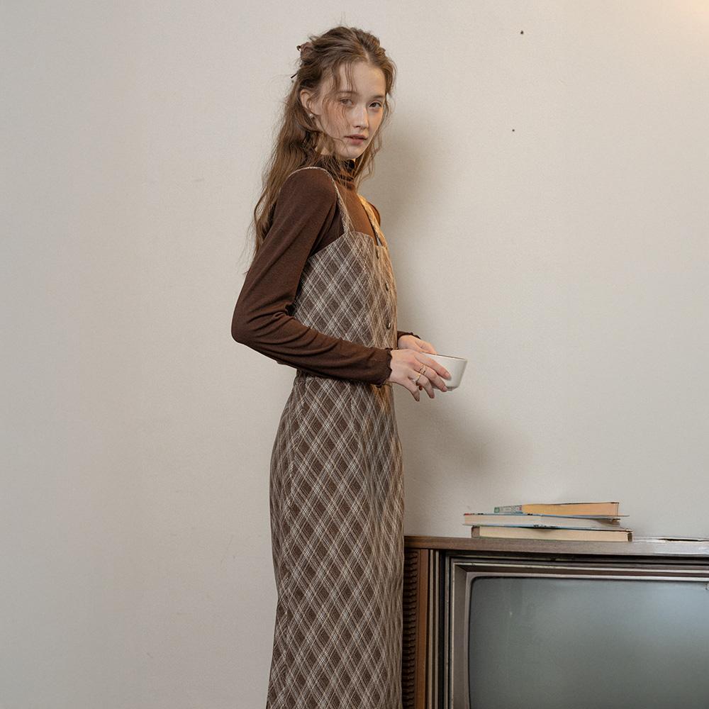 Peulaudeumali Pm_Prismatic Knit Three-Piece Top And Skirt Set_Brown